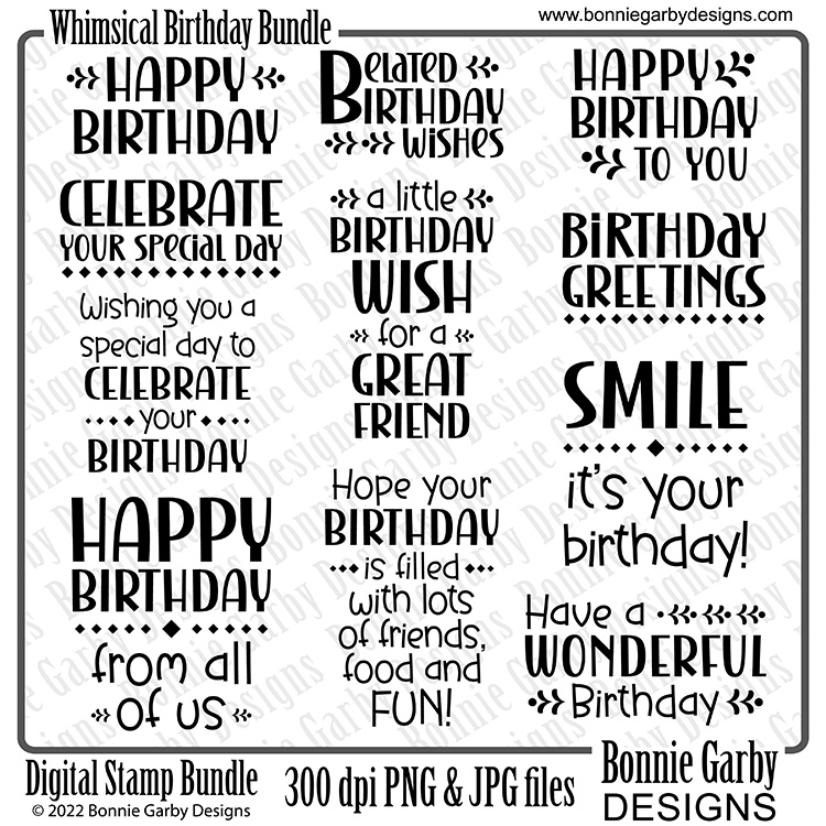 Whimsical Birthday Digital Stamp Set